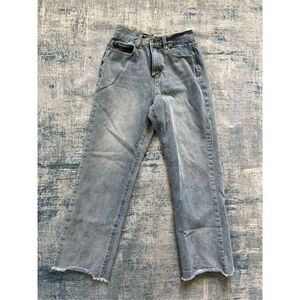 Princess Polly Light Wash High Rise Faded Cropped Straight Leg Mom Jeans Size 4